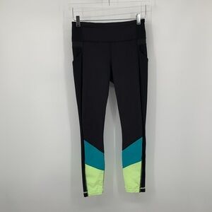 Lululemon Trail Bound 7/8 Tights leggings black active yoga colorblock green 6